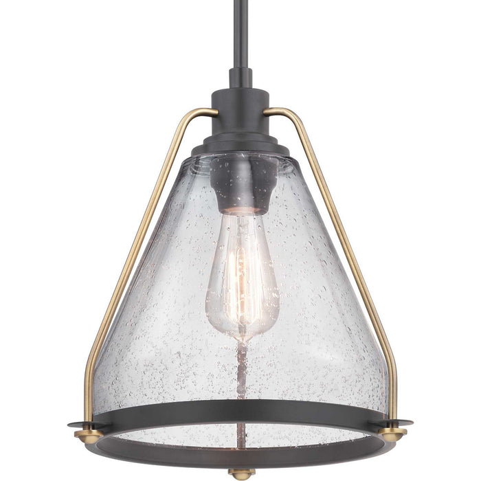 One Light Pendant from the Range collection in Antique Bronze finish