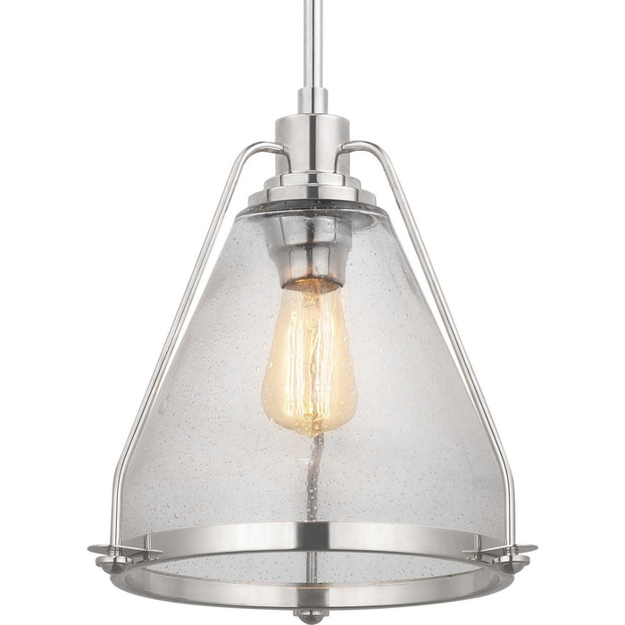 One Light Pendant from the Range collection in Polished Nickel finish