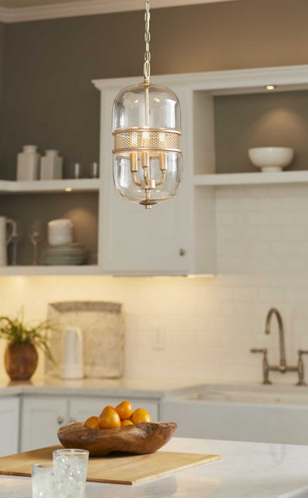 Three Light Pendant from the Cayce collection in Vintage Gold finish