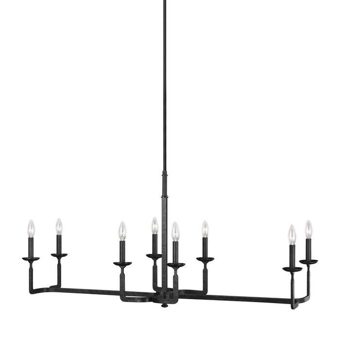 Eight Light Linear Chandelier from the ANSLEY collection in Aged Iron finish