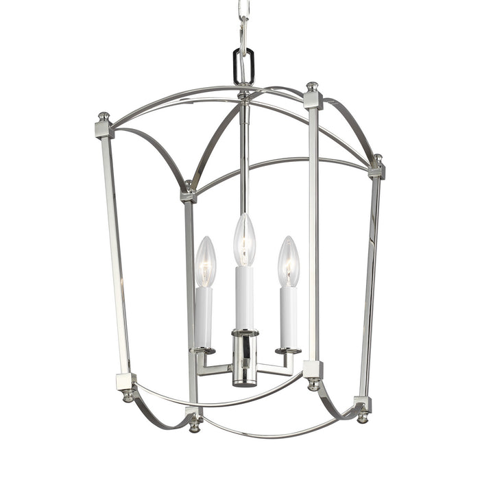 Three Light Lantern from the Thayer collection in Polished Nickel finish