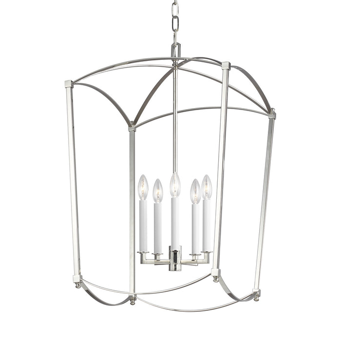 Five Light Lantern from the Thayer collection in Polished Nickel finish