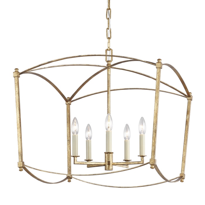 Five Light Lantern from the Thayer collection in Antique Gild finish