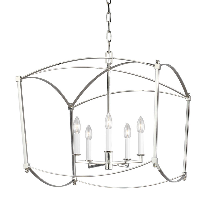 Five Light Lantern from the Thayer collection in Polished Nickel finish