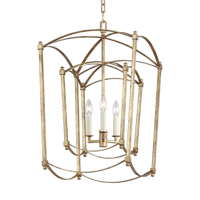 Three Light Lantern from the Thayer collection in Antique Gild finish