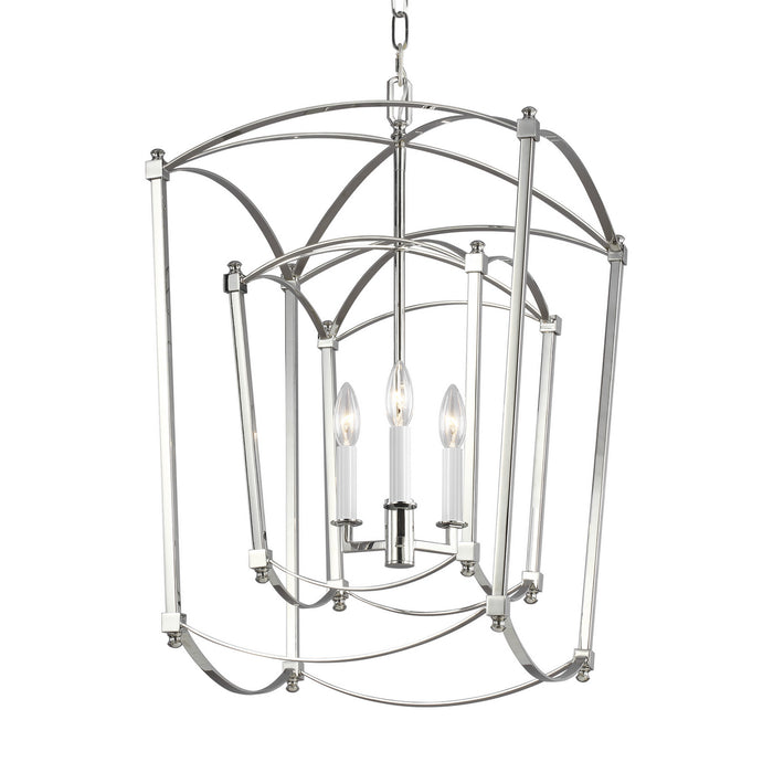 Three Light Lantern from the Thayer collection in Polished Nickel finish