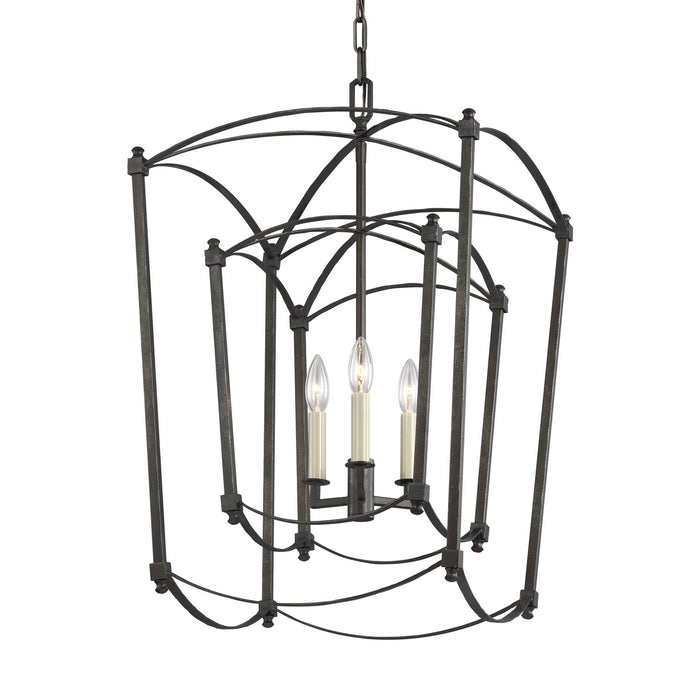 Three Light Lantern from the Thayer collection in Smith Steel finish