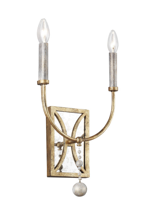 Two Light Wall Sconce from the MARIELLE collection in Antique Gild finish