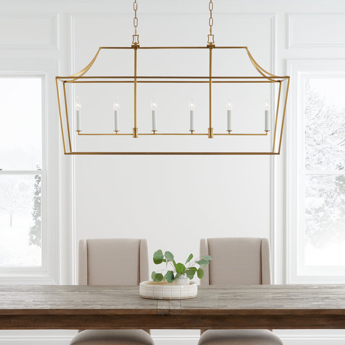 Six Light Linear Lantern from the Southold collection in Burnished Brass finish