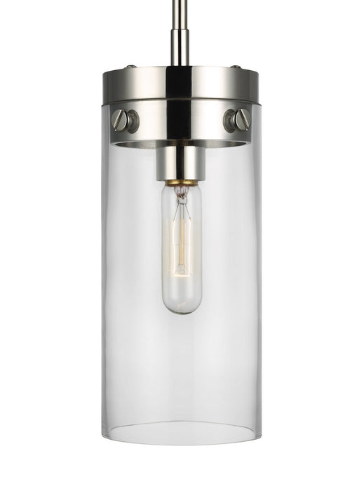 One Light Pendant from the Garrett collection in Polished Nickel finish