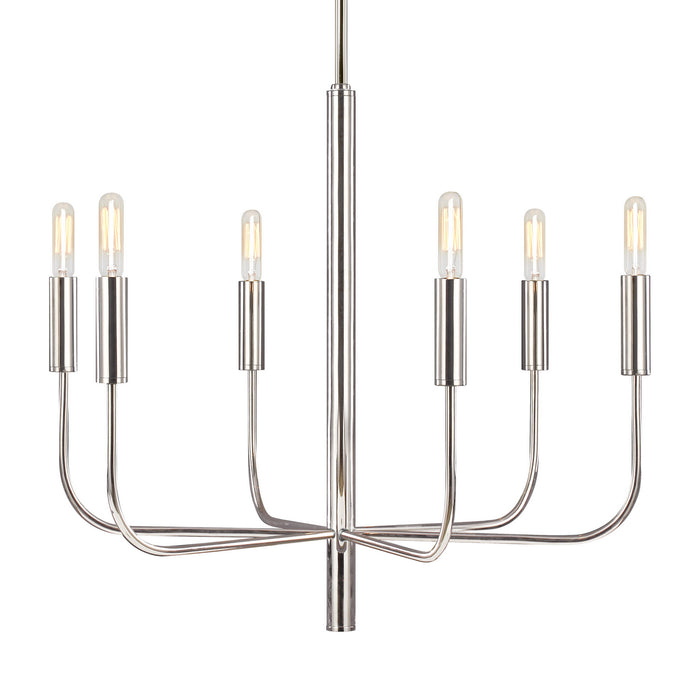 Six Light Chandelier from the BRIANNA collection in Polished Nickel finish