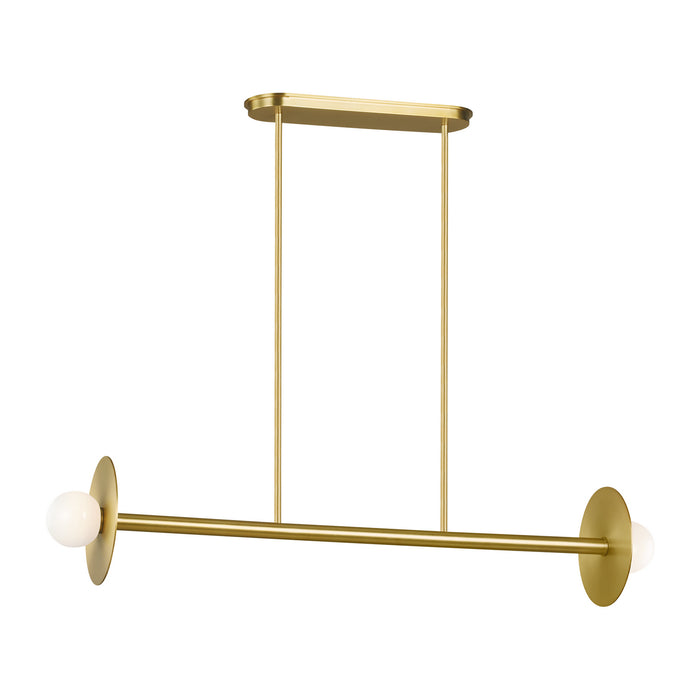 Two Light Linear Chandelier from the Nodes collection in Burnished Brass finish