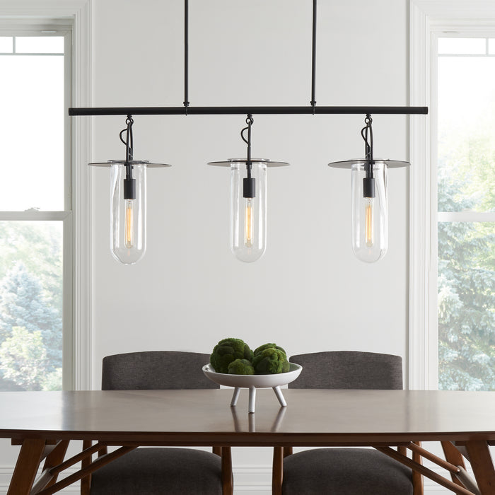 Three Light Linear Chandelier from the Nuance collection in Aged Iron finish