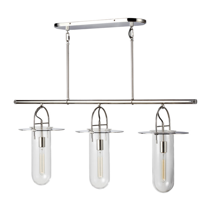 Three Light Linear Chandelier from the Nuance collection in Polished Nickel finish