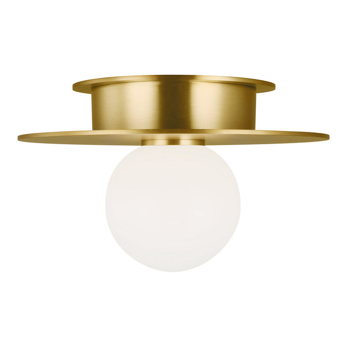 One Light Flush Mount from the Nodes collection in Burnished Brass finish