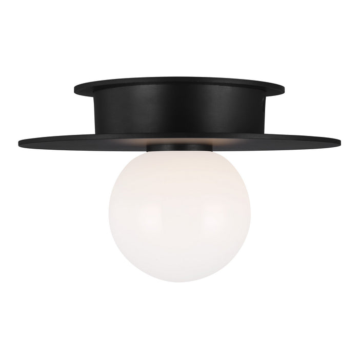 One Light Flush Mount from the Nodes collection in Midnight Black finish
