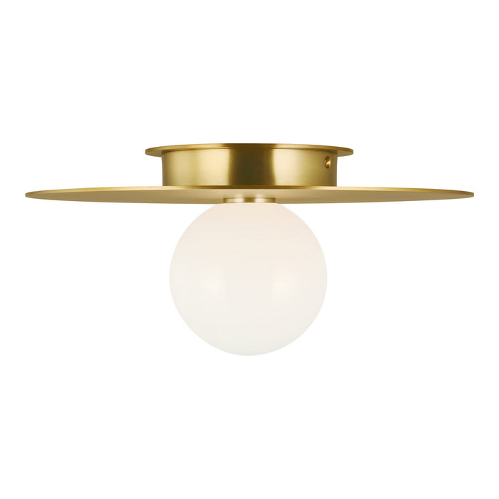One Light Flush Mount from the Nodes collection in Burnished Brass finish
