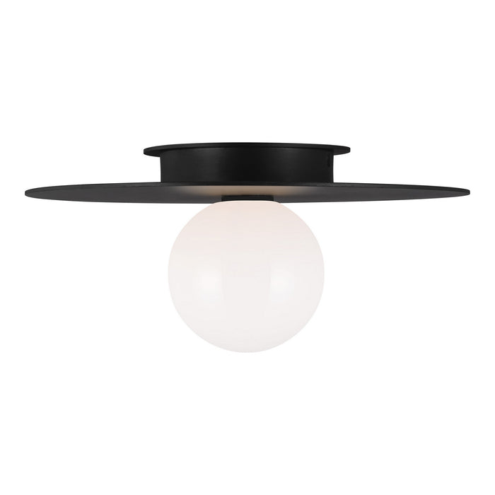 One Light Flush Mount from the Nodes collection in Midnight Black finish