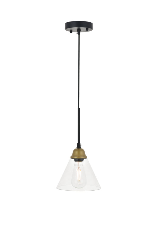 Elegant Lighting - LD4017D7BRB - One Light Pendant - Histoire - Brass And Black And Clear