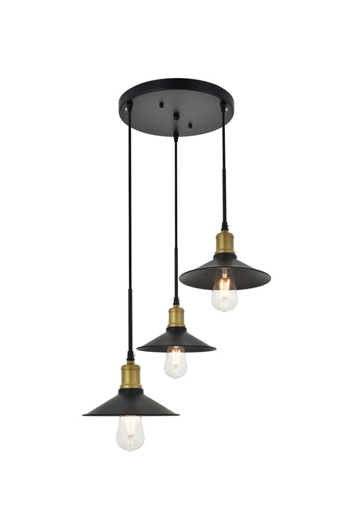 Elegant Lighting - LD4033D20BRB - Three Light Pendant - Etude - Brass And Black