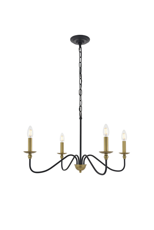 Elegant Lighting - LD5006D30BRB - Four Light Pendant - Rohan - Matte Black And Brass