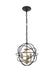 Elegant Lighting - LD5055D12BRB - Three Light Pendant - Wallace - Matte Black And Brass And Clear