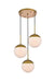 Elegant Lighting - LD6072BR - Three Light Pendant - Eclipse - Brass And Frosted White