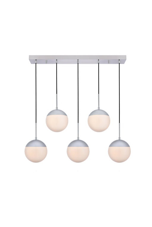 Elegant Lighting - LD6082C - Five Light Pendant - Eclipse - Chrome And Frosted White