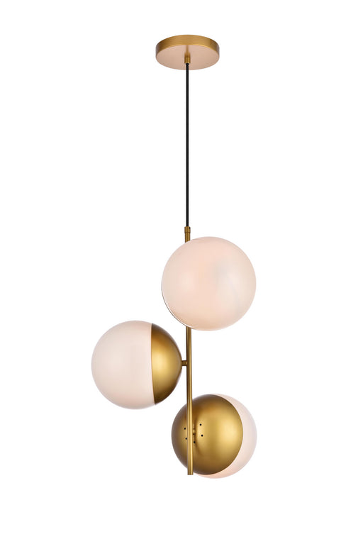 Elegant Lighting - LD6126BR - Three Light Pendant - Eclipse - Brass And Frosted White