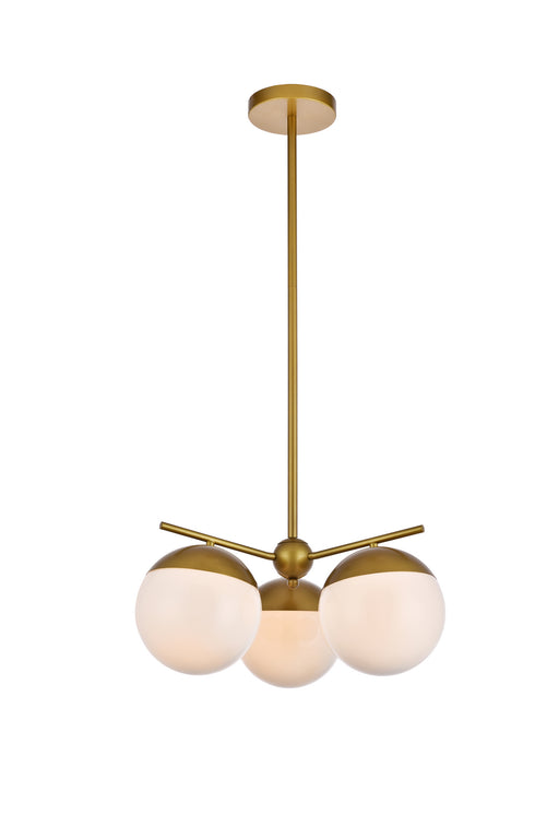 Elegant Lighting - LD6132BR - Three Light Pendant - Eclipse - Brass And Frosted White