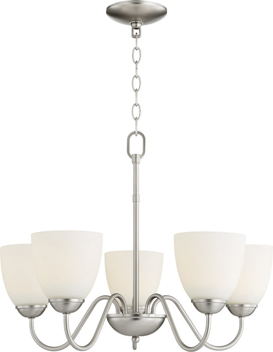 Five Light Chandelier in Satin Nickel finish