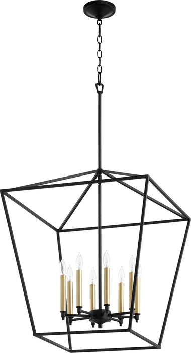 Eight Light Entry Pendant from the Gabriel collection in Noir finish