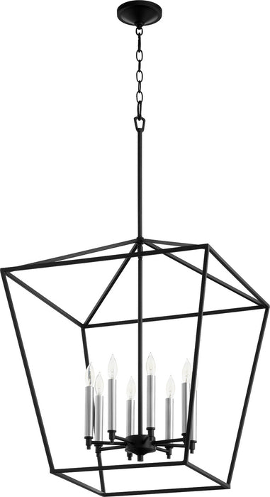 Eight Light Entry Pendant from the Gabriel collection in Noir finish