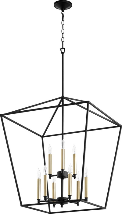 Nine Light Entry Pendant from the Gabriel collection in Noir finish