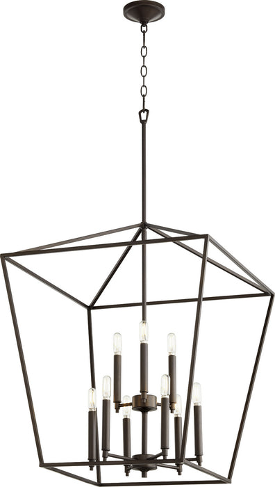 Nine Light Entry Pendant from the Gabriel collection in Oiled Bronze finish