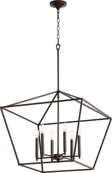Six Light Entry Pendant from the Gabriel collection in Oiled Bronze finish
