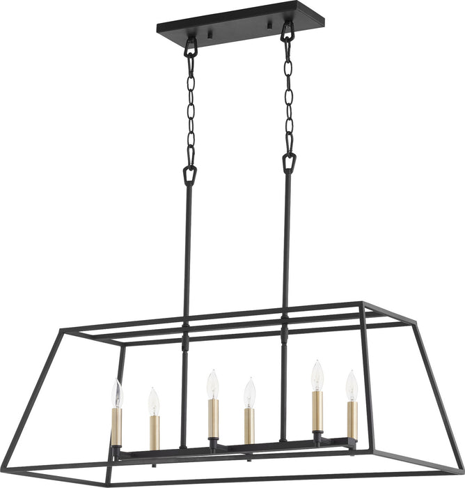Six Light Pendant from the Gabriel collection in Noir finish