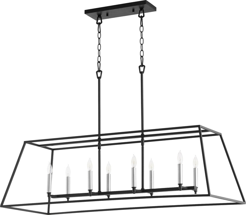 Eight Light Pendant from the Gabriel collection in Noir finish