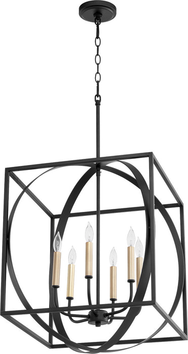 Six Light Pendant in Noir finish