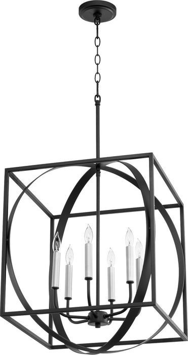 Six Light Pendant in Noir finish