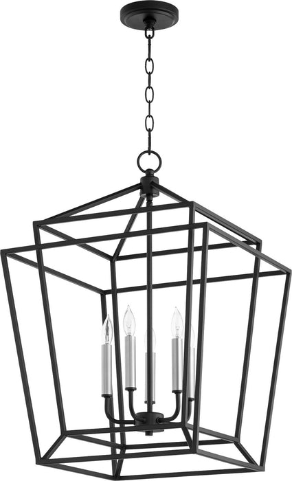 Five Light Entry Pendant from the Monument collection in Noir finish