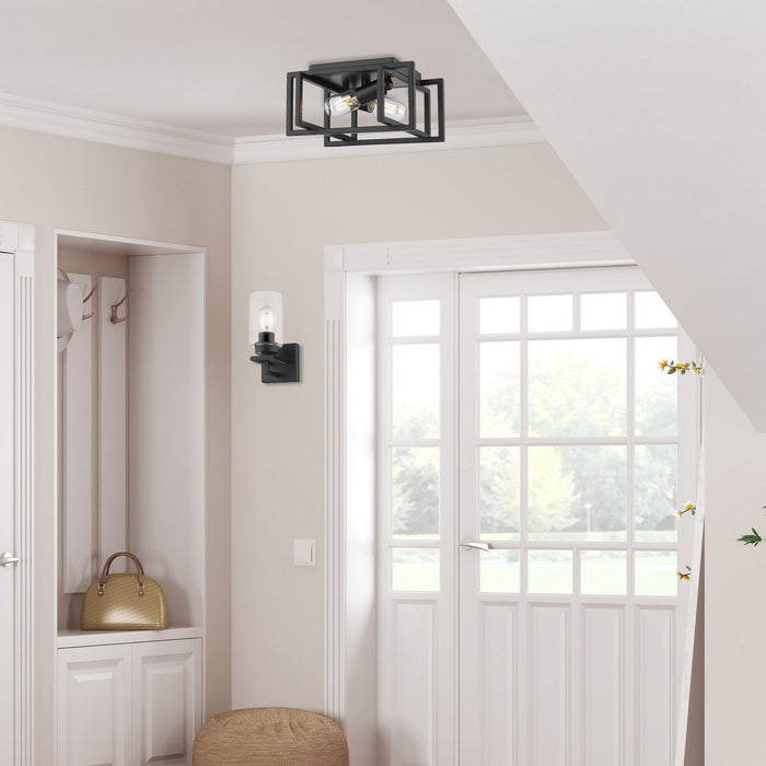 Two Light Flush Mount from the Tribeca collection in Matte Black finish