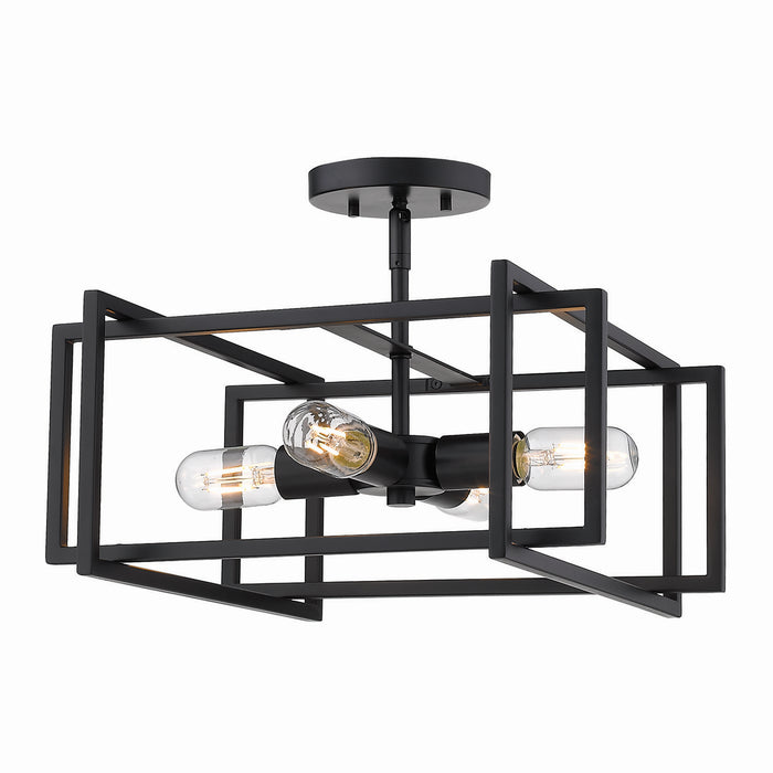 Four Light Semi-Flush Mount from the Tribeca collection in Matte Black finish