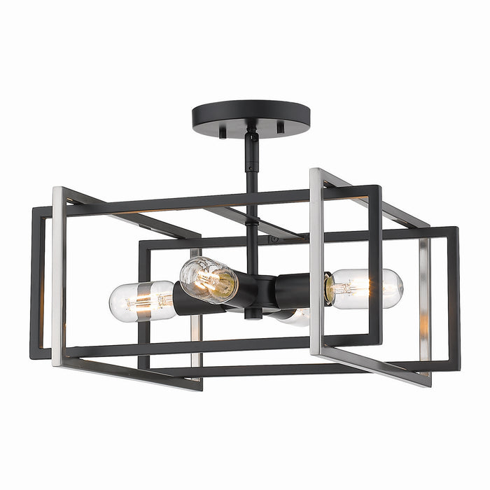 Four Light Semi-Flush Mount from the Tribeca collection in Matte Black finish