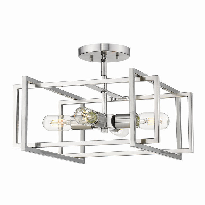 Four Light Semi-Flush Mount from the Tribeca collection in Pewter finish