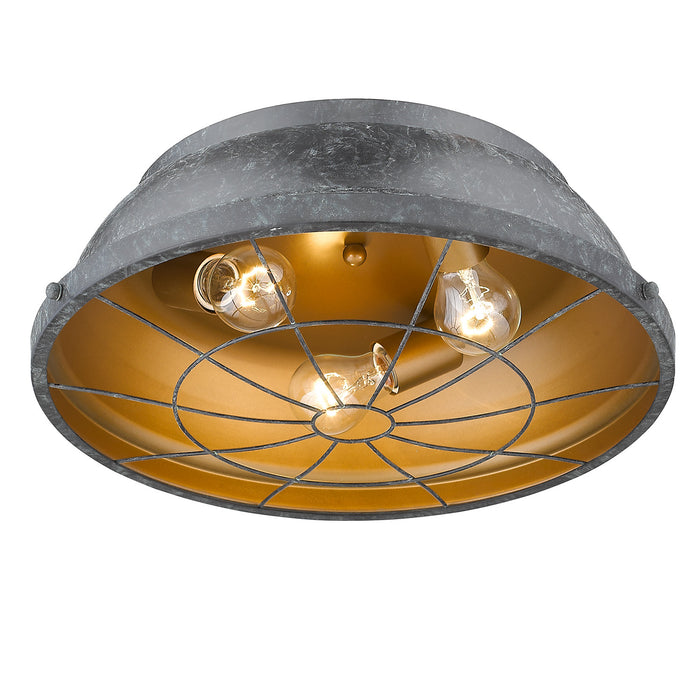 Three Light Flush Mount from the Bartlett collection in Black Patina finish
