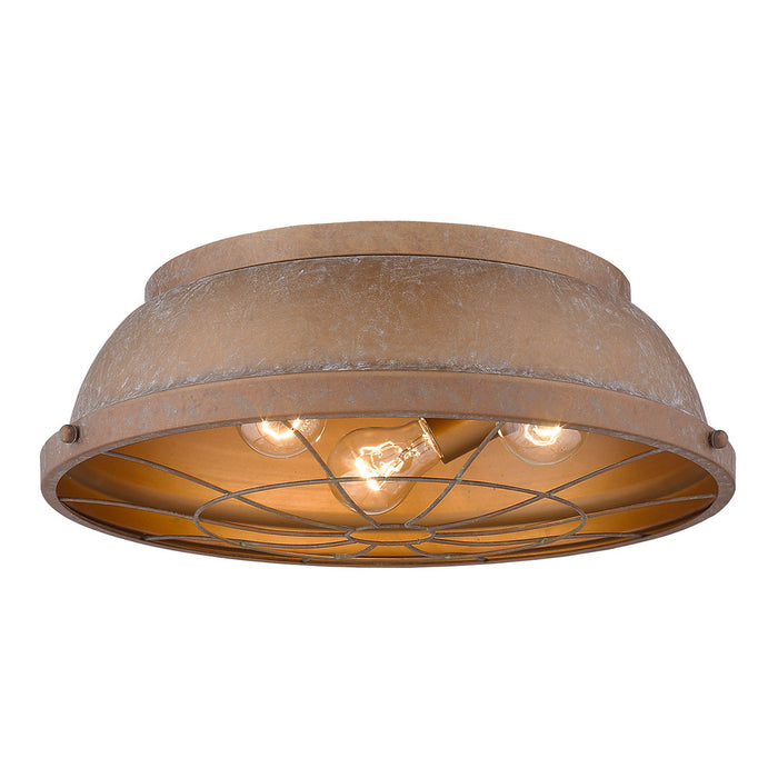 Three Light Flush Mount from the Bartlett collection in Copper Patina finish