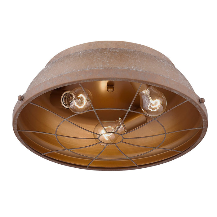 Three Light Flush Mount from the Bartlett collection in Copper Patina finish