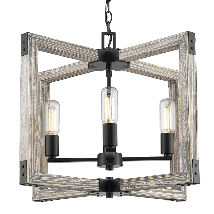 Four Light Chandelier from the Lowell collection in Matte Black finish