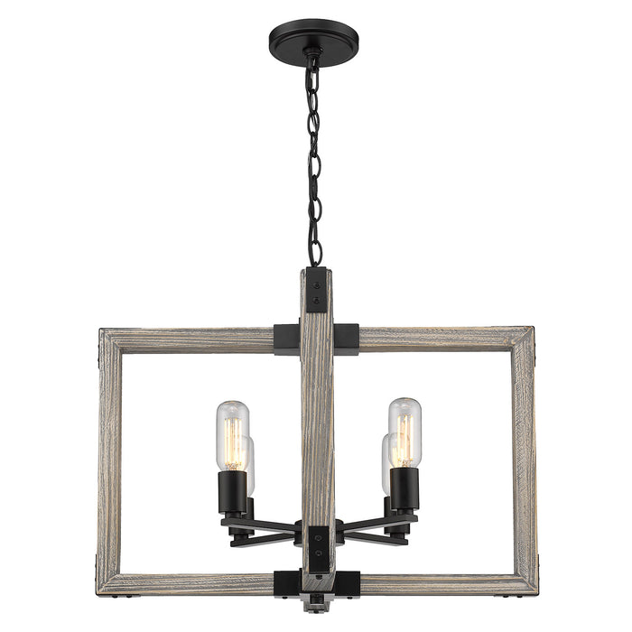 Four Light Chandelier from the Lowell collection in Matte Black finish